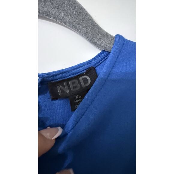 NBD Revolve Cobalt Blue Maxi Dress Cutout Slit Bodycon Gown Party Formal XS - Picture 6 of 6